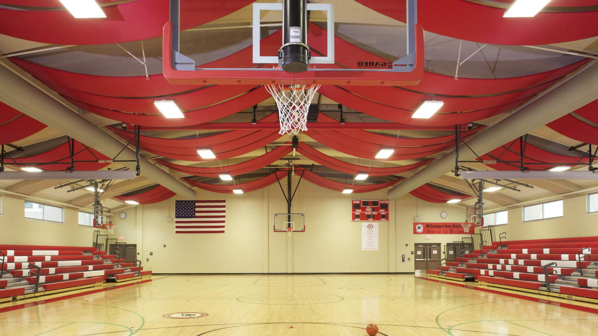 acoustical banners in a gym