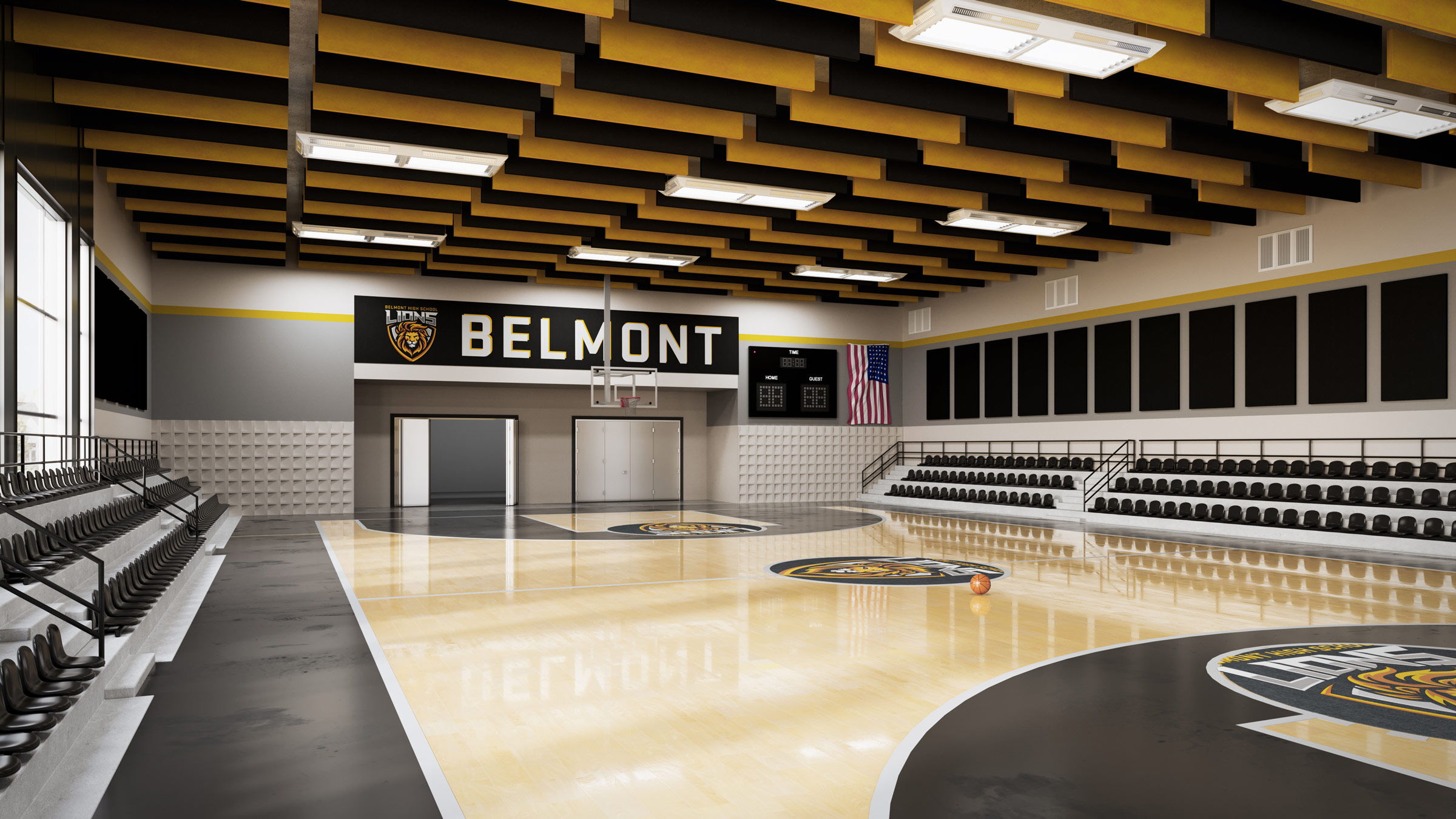 Gym with acoustic block walls