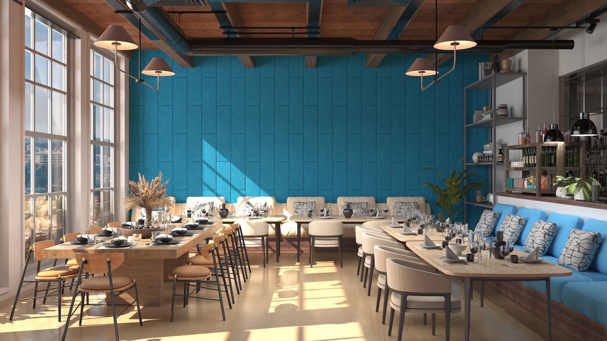 EchoWool Wall Panels - Restaurant